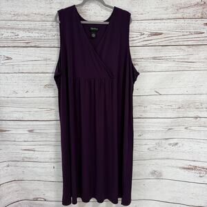 Maggie Barnes Women's Purple Surplice Sleeveless Midi Dress Size 4X